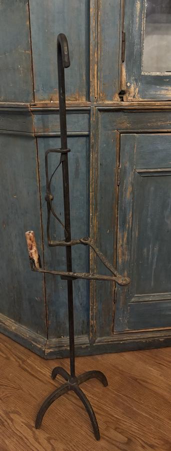 18th Century Iron Standing Hinged Arm Candlholder