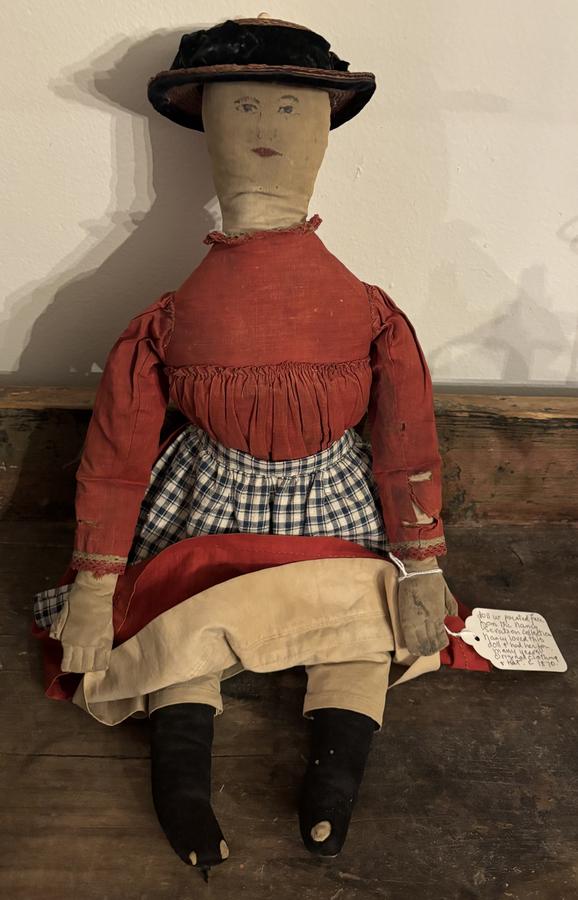 c.1870 Cloth Doll with Hand Painted Face