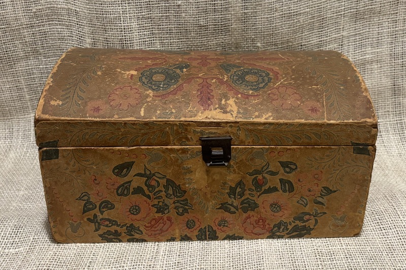 19th Century Dome-Top Wallpaper Covered Box