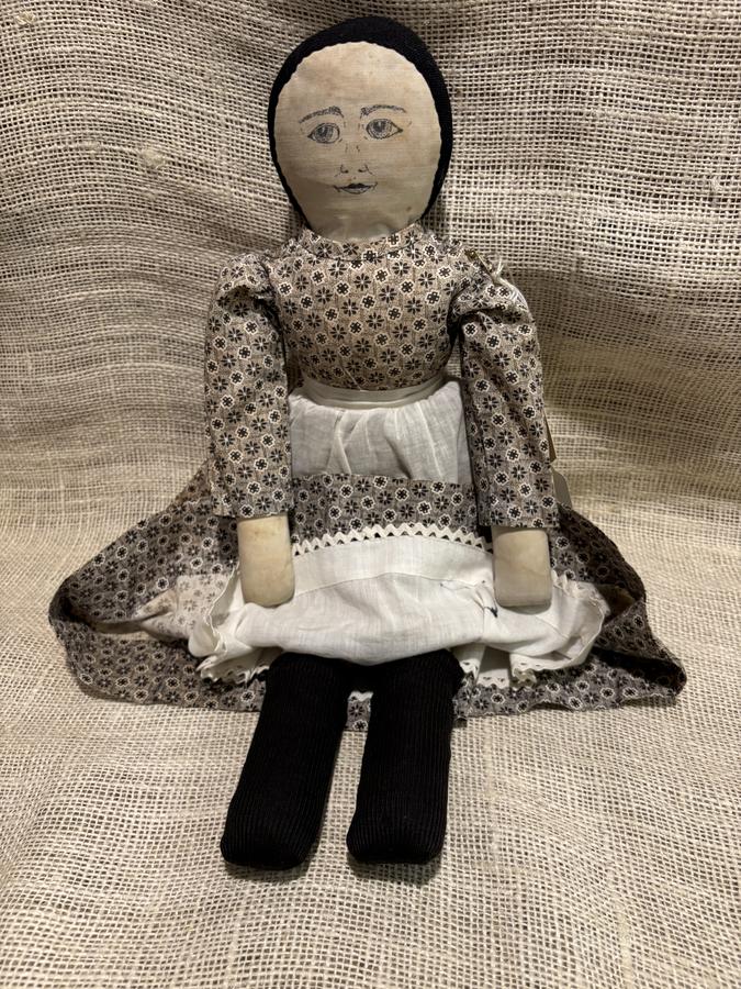 c.1890 Cloth Doll with Sepia Painted Face