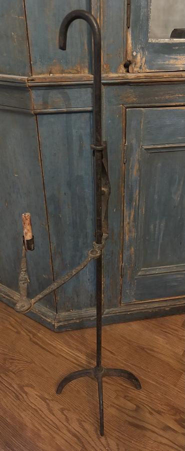 18th Century Iron Standing Hinged Arm Candlholder