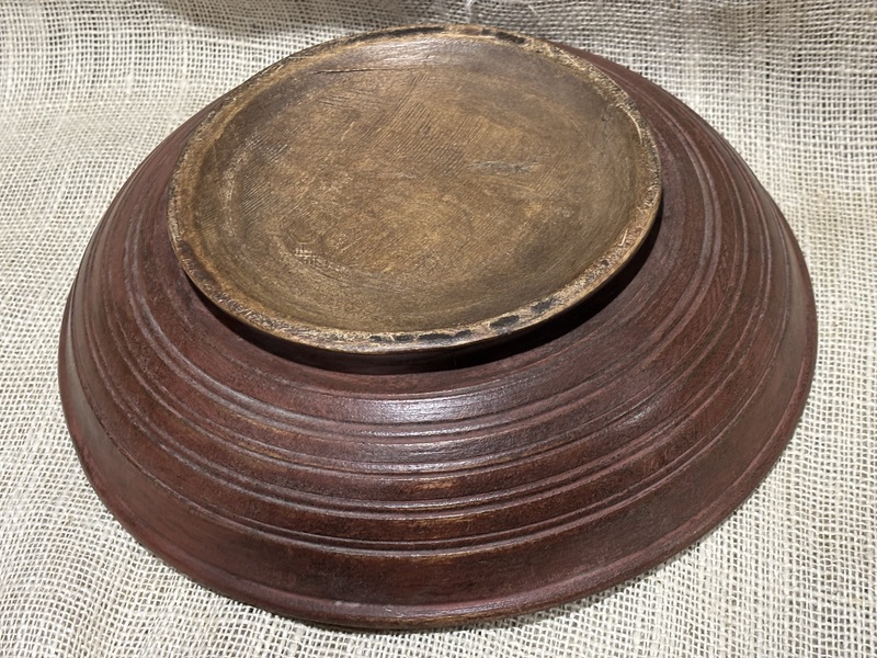 18th Century Painted Treen Footed Bowl