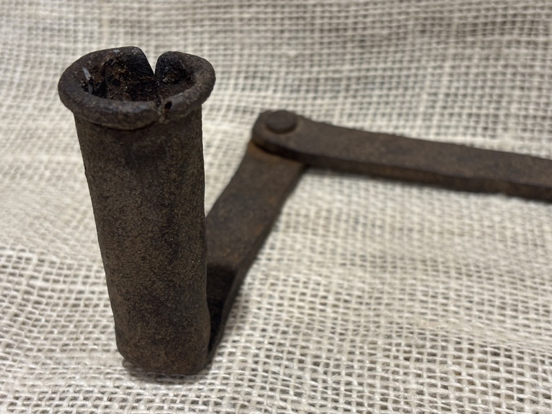 18th Century Iron Hinged Spike Candleholder