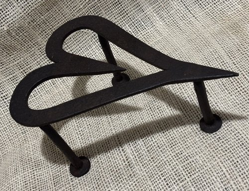 Early Forged Iron Heart Shaped Trivet