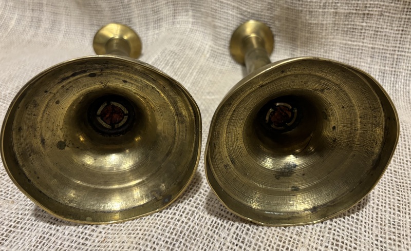18th Century Brass Push Up Candle Holders