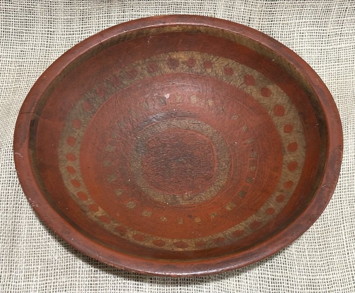 Early Folk Art Painted Turned Bowl