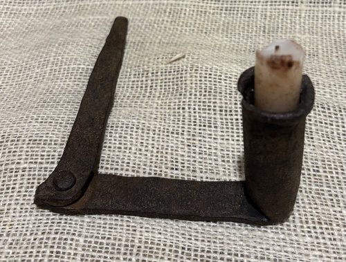 18th Century Iron Hinged Spike Candleholder