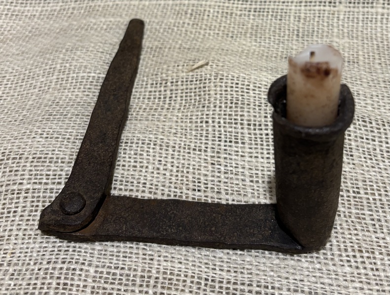 18th Century Iron Hinged Spike Candleholder