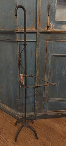 18th Century Iron Standing Hinged Arm Candlholder