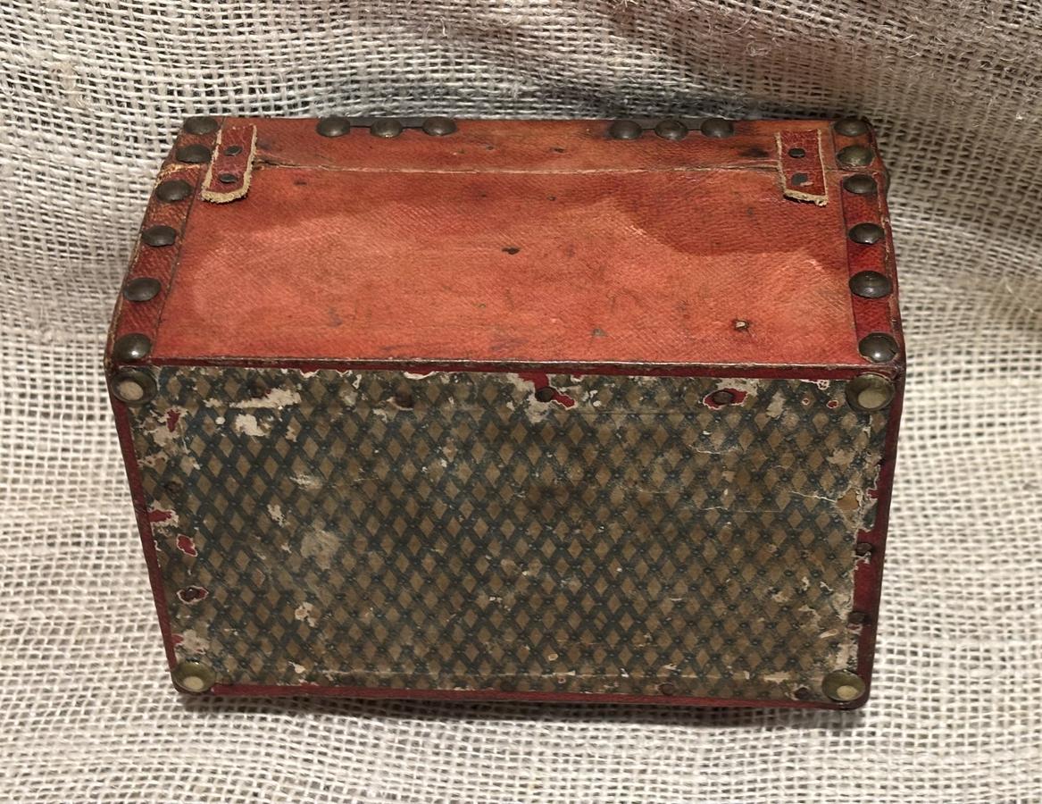Early Small Studded Leather Document Box