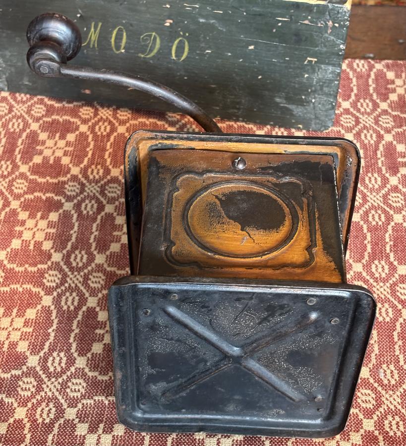 Early Painted Tin Coffee Grinder