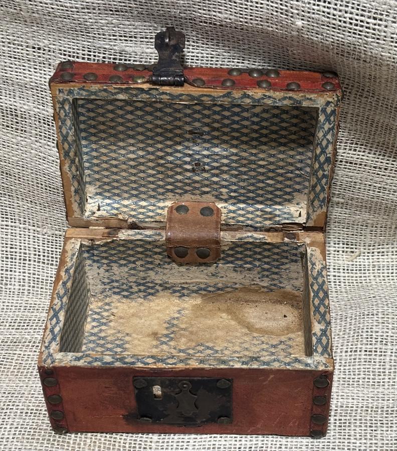 Early Small Studded Leather Document Box