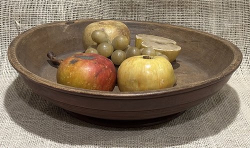 18th Century Painted Treen Footed Bowl