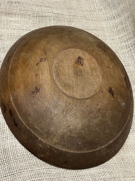 Early Folk Art Painted Turned Bowl