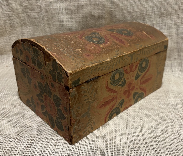 19th Century Dome-Top Wallpaper Covered Box
