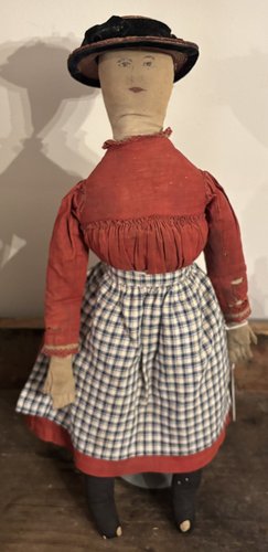 c.1870 Cloth Doll with Hand Painted Face