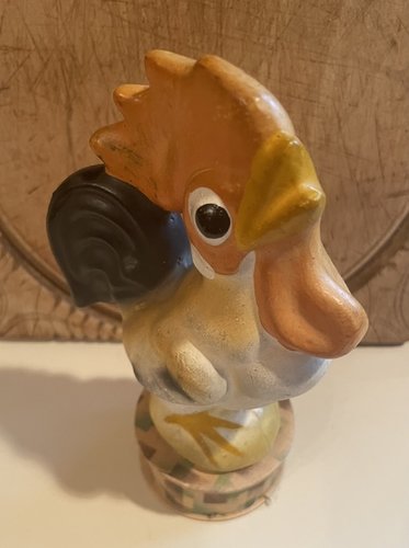 Chalk ware Rooster Candy Container