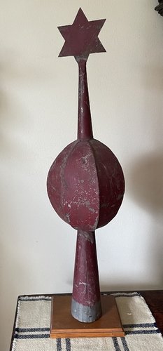 Tin Coupla Finial In Original Red Paint