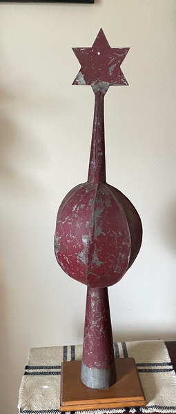 Tin Coupla Finial In Original Red Paint