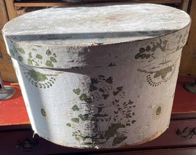 Hannah Davis Large Oval Wallpaper Box dated 1827
