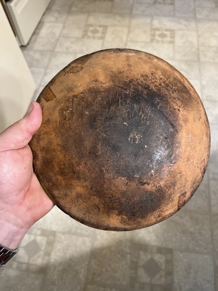 Pa 19th century Redware pie plate 8 3/4 inches wit