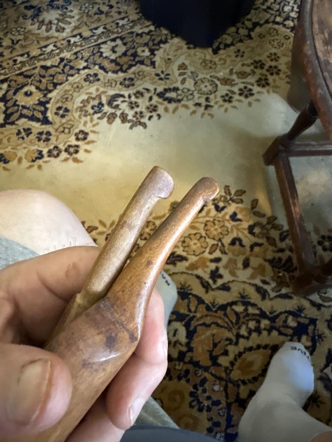 2) shaker miniature carved shovel shape scoops