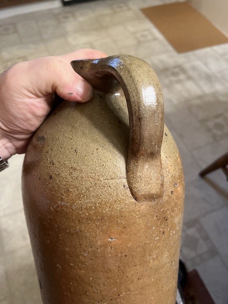 19th century pa. Striped stone jug 11 1/2 tall