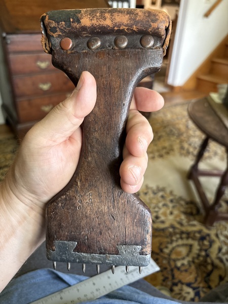 Super early pewter inlay dated 1843 loom tool