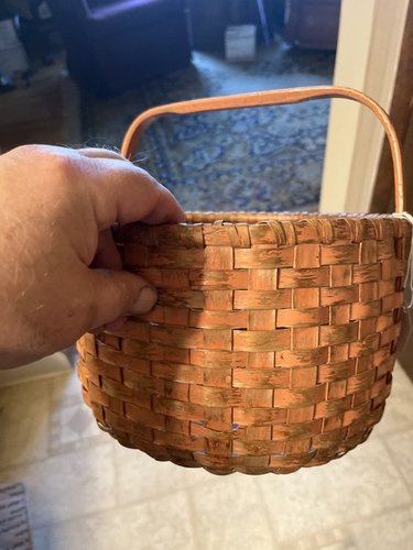 19th century painted salmon super dry color basket