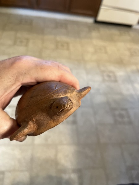 19th c. Folk art red-ware turtle super shape