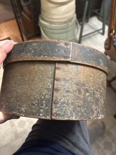 Early 19th century dry thick painted pantry box