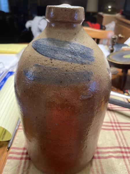 19th century pa. Striped stone jug 11 1/2 tall