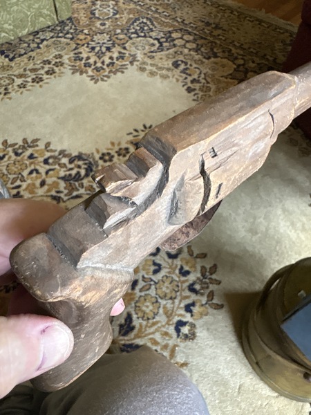 Civil War 19th century Carved folk art Colt pistol