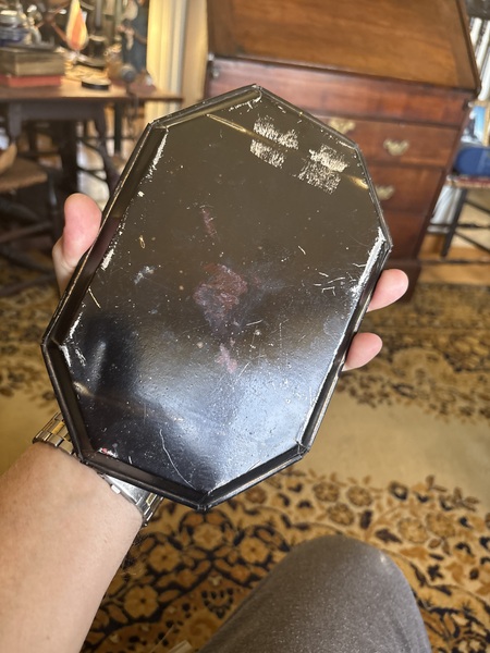 19th c. American toleware tin tray super color