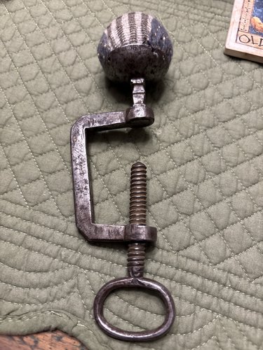 18th century iron table mounted sewing cushion
