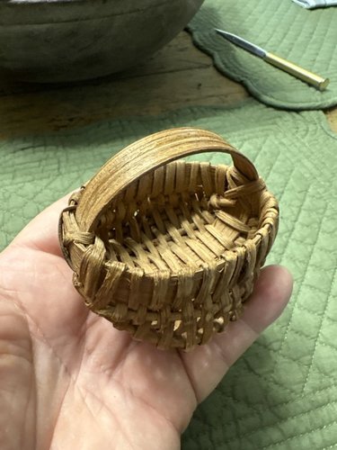 19th century super miniature oblong splint basket