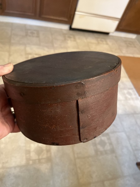 Early Thick wall painted Spanish brown pantry box