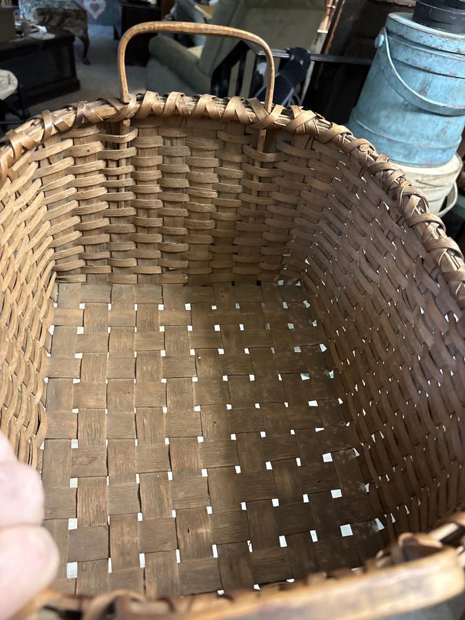 19th century perfect cond. splint basket w color