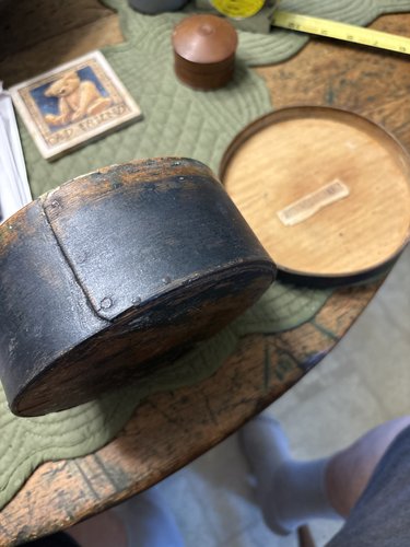 Early 19th century blue black original pantry box