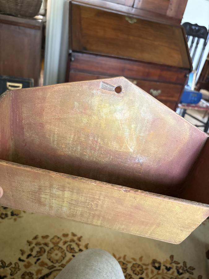 19th century shaker mustard painted wall box 1870