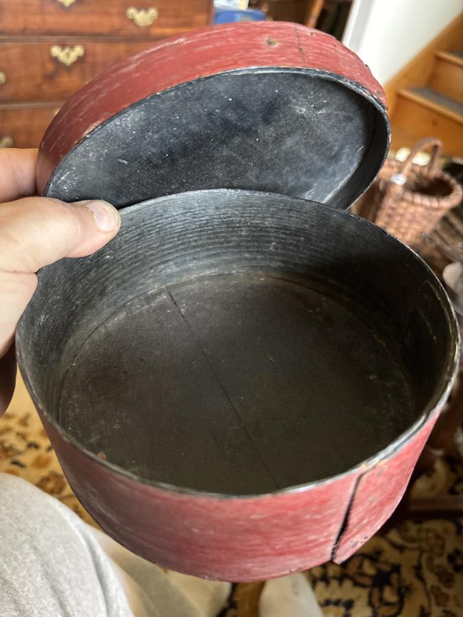 19th century red painted 6 1/2 inch pantry box