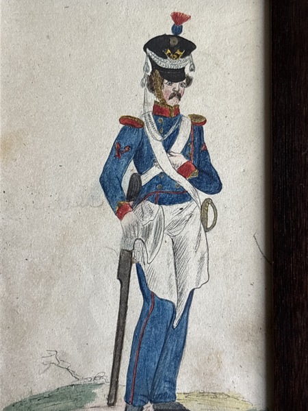 Early 19th century watercolor a soldier nice color
