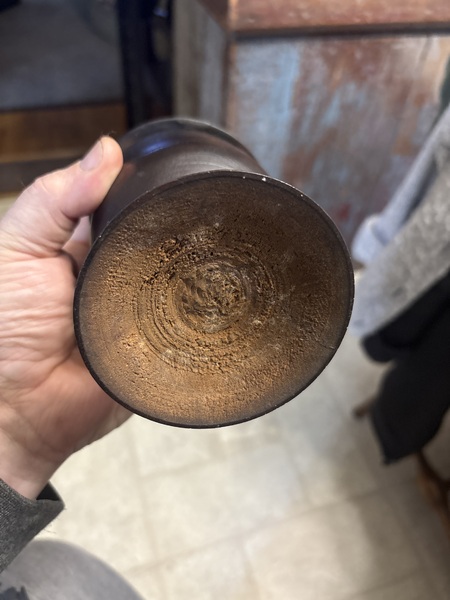 18th century footed covered spice grungy black