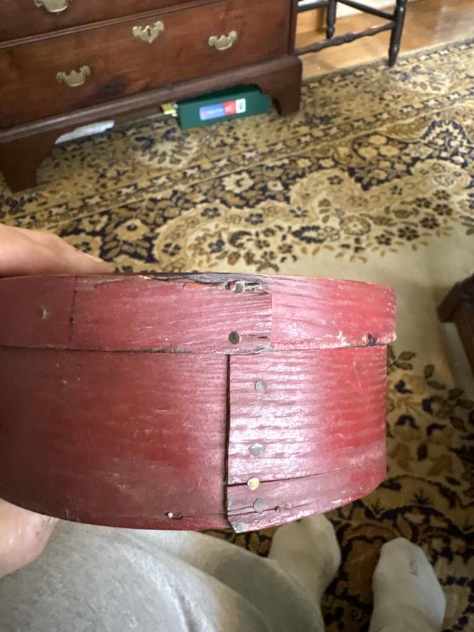 19th century red painted 6 1/2 inch pantry box
