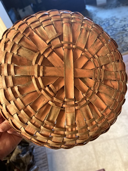 19th century painted salmon super dry color basket