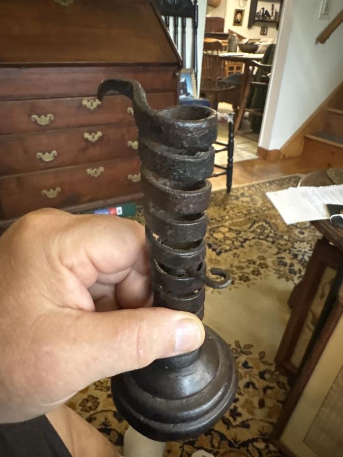 18th century forged iron spiral courting stick