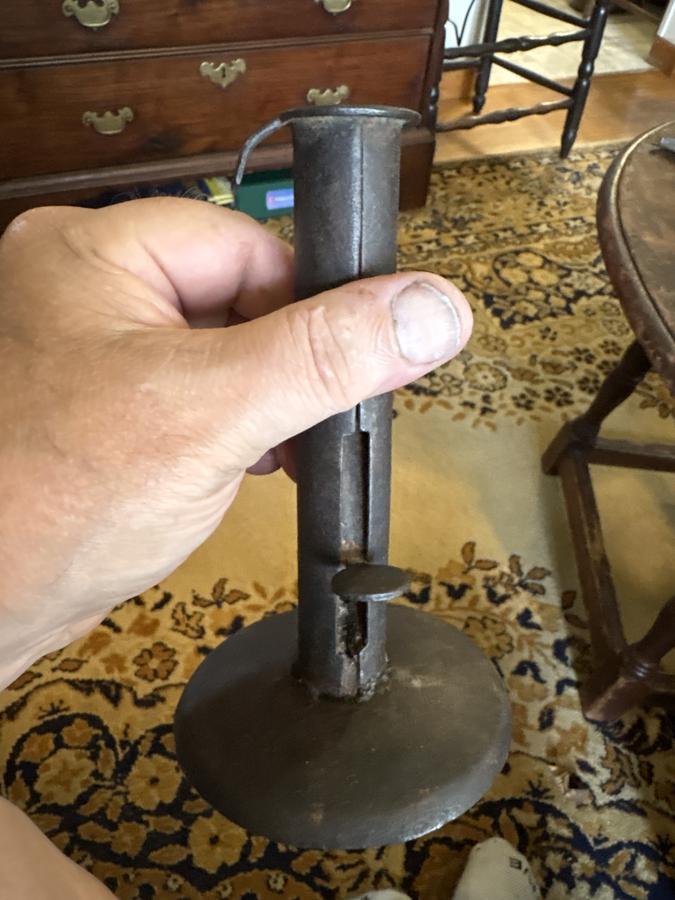 18th century tab bottom hog scraper candle stick