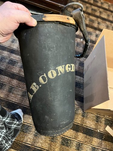19th Century Leather Fire Bucket w/ Paint Initials