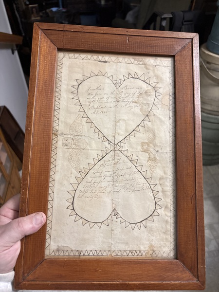Early 19th century pa. Dated 1835 sweetheart ink