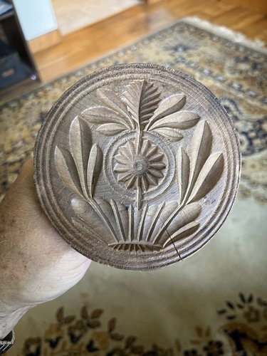 19th century oversized 4 1/2 “ flower butter print